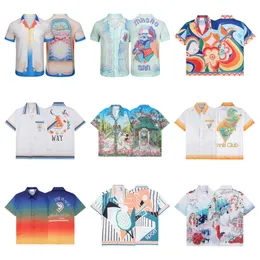 Summer designer new Casa digital pattern letter print shirt men's short sleeve lapel trend loose pulloverM-XXXL