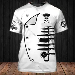 요리사 셔츠 남성 티셔츠 3D 재미있는 프린트 남성 의류 O- 넥 대형 저렴한 짧은 슬리브 탑 5XL 남성 빈티지 펑크 스트리트웨어