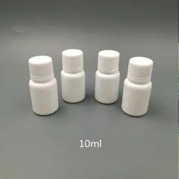 100pcs 10 ml 10 cm3 10 g małych plastikowych pojemników butelka z uszczelką pokrywki, puste białe okrągłe plastikowe pigułki Butelki XSMBU ECSEC