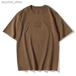 Мужские футболки Мужские липранзи для мужчин китайский персонаж Принт T Рубашки Hip Hop Casual Tees Summer Vintage King Emelcodery Brown Tshirt Q240130