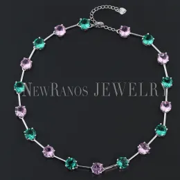 Torques Newranos Natural Crystal Stone Stoker Necklace Multicolor Stone Necklace Detlace مجوهرات للنساء المجوهرات NFX0012004