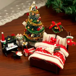 Kit di accessori per casa delle bambole in legno fai da te in miniatura con mobili Luce Casa giocattoli per casa delle bambole Roombox per adulti Bambini Regali di Natale 240129