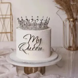 لوازم الحفلات 5pcs est is acrylic Silver Gold My Queen Cake Toppers للأطفال