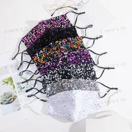 Maschere di design Maschera bling di moda Lavabile riutilizzabile Pm2.5 Cura del viso Scudo Paillettes Lucido Er Non includere filtro Drop Delivery Home Ga Dhghm