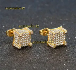 Stud 2024 Stud Earrings Luxury for Women Men Iced Out Rapper's Hip Hop Pirecings Ear Ring Gold Color Molerated Mounder Missioner Mounts Jewelry Brincos
