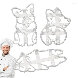 Stampi da forno 3 pezzi Stampo per biscotti a forma di cucciolo di cartone animato Modelli di animali 3D Wafer Spiedo Pressa in plastica Timbro Fondente Glassa Set di taglierine per biscotti