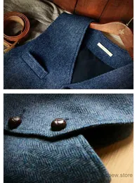 Men's Suits Blazers Mens Suit Vest Blue Single Breasted Woolen Blended Mens Vest Denim Jeans Waistcoat Jacket Slim Fit Casual Formal Business