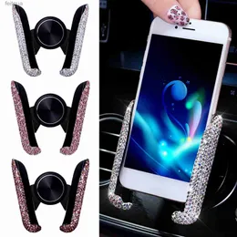 Cell Phone Mounts Holders Car Phone Holder Women Diamond Crystal Car Air Vent Mount Clip Mobile Phone Holder Stand in Car Bracket Interior Accessories YQ240130