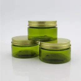 Barattolo cosmetico vuoto per crema verde da 30 x 100 g con tappo in alluminio dorato Oxwbd