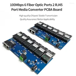 광섬유 장비 10/100m 단일 모드 스위치 광학 미디어 변환기 PCBA 6 155M 포트 2 RJ45 20km SC 빠른 이더넷 단순/듀플렉스