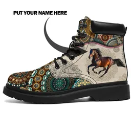 CoolCustomize Custom Animal Picture Ankle Boots Personlig egen design DIY POD unisex Platform Brown Color Men's Combat Stövlar unik gåva för henne honom snöskor