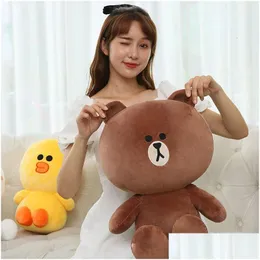 Pluszowe lalki p lalki linia przyjaciele Toy Brown Bear Cone Kawaii Cartoon Domowe wystrój domu para nadziewana lalka