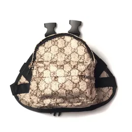 Designer cáqui pet mochila clássico carta logotipo elegante cão casual tração mochila de couro ajustável corrente de cobre mochila pet saco de viagem