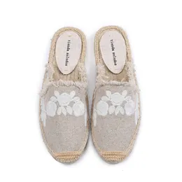 새로운 슬리퍼 pantufas mules tienda soludos면 직물 판매 촉진 대마 고무 여름 슬라이드 zapatos de mujer floral