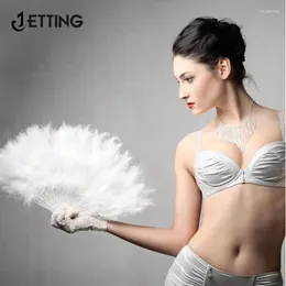 Decorative Figurines 1pcs 9 Colors Costume Wedding Party Fluffy Feather Hand Fan Decoration Showgirl Dance Folding Fancy