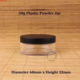 30pcs/Lot Wholesale 50g Plastic Loose Powder Jar with Sifter 50ml Bottle Cosmetic Cream Container Black Matte Cap Makeup Compacthood qt Efre