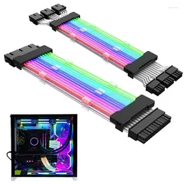 Computer Cables ARGB PSU Power Supply Extension Cable RGB Flow ATX 24Pin PCIe GPU Dual Triple 8-Pin 6 2Pin Cord Motherboard