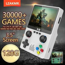 X6 Retro Portable Console 128G 30000GAMES 35 Screen 2000mAh Battery 640x480 For SFC GBC GBA Handle Connection Mini Arcade 240123