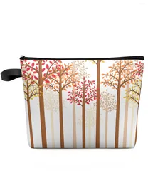 Kosmetiska väskor Autumn Leaves Tree Trunk Makeup Bag Pouch Travel Essentials Lady Women Toalett Organiser Kids Storage Pencil Case