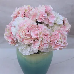 Künstliche Blumen Hortensienstrauß 5 Gabelköpfe Seidenblume Real Touch Fake Flower für DIY Tisch Home Hochzeit Geburtstag Decor1224H