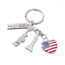 Klapetyki kluczy amerykański Dzień Niepodległości Kluczowy Statua Pierścienia USA Patriotyczny Klamer Metal -Holder na 4 lipca