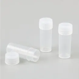 200 x 4g 4ml 플라스틱 PE 테스트 튜브 흰색 플러그 랩 하드 샘플 컨테이너 투명 포장 바이알 여성 화장품 병 JNBPC