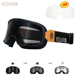 Outdoor-Brillen VOZAPOW Pochromic Motorradbrille Polarisierte Retro Motocross Radfahren Sonnenbrille Antifog Winddichte Universalbrille