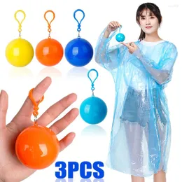 Impermeabili 3/1 pz Impermeabile portatile Mantello Palla con gancio Poncho a compressione usa e getta di emergenza Portachiavi unisex Tasca per adulti Bambini