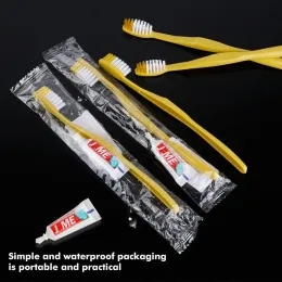 Cabeças 100 Sets Ebragem de dentes descartável portátil com kit de pasta de dente fornece