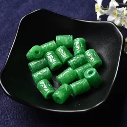 Crystal 5pc Natural Green Jade Hollow Pärlor Donut Pendants Jadeite Emerald Diy Earring Armband Halsband smycken Fashion Accessories