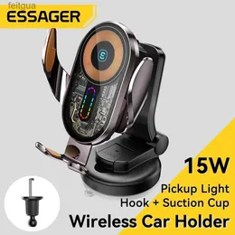 Mobiltelefoner Holders Holder Essager Car Wireless Charger Auto Mount Phone Holder Air Vent Stand Station för 14 13 15W Fast Charging YQ240130