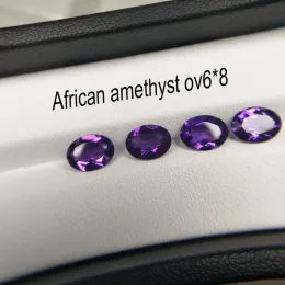 Değerli taşlar tbj, doğal Afrika ametist oval kesim 6*8 mm Yaklaşık. 1ct, gümüş takı için ametist gevşek değerli taşlar, doğal gevşek değerli taş