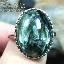 Cloisonne Natural Green Seraphinite 반지 링 여성을위한 여성 숙녀 남성 치유 사랑 선물 선물 선물 수정 석재 조절 가능한 귀족 반지 aaaaa