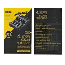 شاحن بطارية BMAX أربعة أخدود USB بطارية ليثيوم 3.7 فولت شاحن مناسب للبطاريات 18650 14500 16340 18350 18500