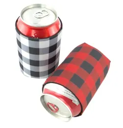 Drinkware alça vermelho búfalo verificar saco térmico atacado espaços em branco neoprene preto vermelho xadrez pode cobrir presente de casamento 555qh