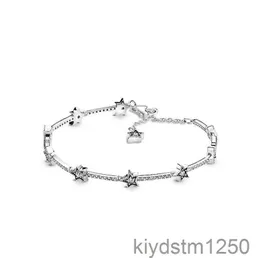 925 Sterling Srebrny Blask Star Charms Bracelets z pudełkiem Fit European Girl Lady Beads Biezłota Realna bransoletka dla kobiet E6i4