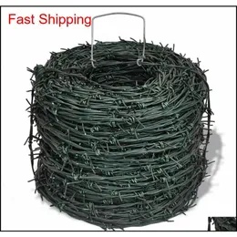 Vidaxl Parbed Wire 328 'Green Iron Barbwire Garden Patio Fencing Wires Fence U4SX3267W