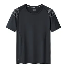 Hızlı Kuru Spor T-Shirt Erkek 2023 Kısa Kollu Yaz Günlük Beyaz Plus Ekstra Büyük 6xl 7xl 8xl 9xl Çizginin Üstü T-Shirt 240130