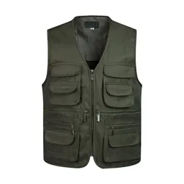 Men MultiPocket Classic Waistcoat Male Sleeveless Unloading Solid Coat Work Vest Pographer Tactical Mesh Jacket 240127