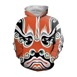 Peking Opera 3D Impresso Hoodies para Roupas Masculinas Clássico Cultura Chinesa Arte Mulheres Moletons Gráficos Y2K Tracksuit Hoody Tops 240129