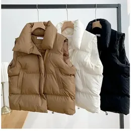 Cotton Vest Women الخريف والشتاء الكوري صدرية مبطن خفيفة الوزن محفوفة بطيئة على أكمام لأسفل سترة سترة سترة 240126
