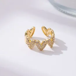 Anelli a grappolo Coreano micro intarsiato zircone amore anello di apertura alla moda elegante semplice geometrico per gioielli da donna