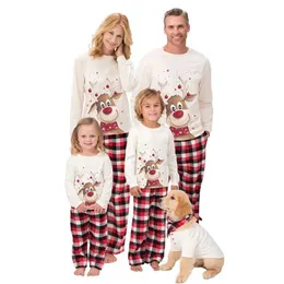 Decorações conjunto de pijama de natal veados impressão adulto mulheres crianças acessórios roupas family274c