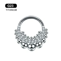 Anelli Astm F136 Titanio Antiallergico Setto Piercing Anello al naso Trago Cartilagine Orecchino Labbro Stud Zircone Clicker Cerchio Gioielli per il corpo 16g