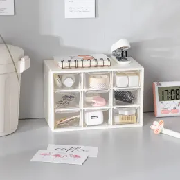 Legierung Luluhut 9 Gitter Plastikschublade Schreibwaren- und Schmuck -Aufbewahrungsschubladen Schlafstillstand Desk Make -up Organizer Perlen Ohrringe Aufbewahrungsbox