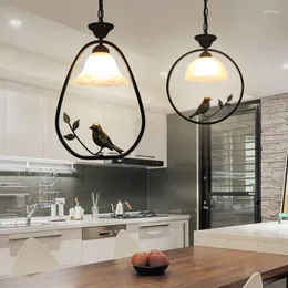 Pendant Lamps Nordic Restaurant Chandelier Bird Decorative Lamp Personality Bar Table Kitchen Corridor American Country Glass Droplight