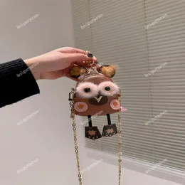 TZ Soft Mink owl mini purses Bag decoration with key buckle mini shoulder Crossbody bags Designer Bags Classic Brown flower Timele216j