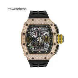 Richardmill Watches Automatic ChronographRistWatches Swiss Made RM1103 Original Diamond Studded Automatic Chain Timing Code Watch for Mens 18K Rose GoldD Vlnx