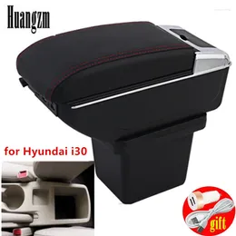 Interior Accessories Armrest Box For Hyundai I30 Dual Layer Rotatable Large Space PU Leather USB Charging Center Console Storage Car