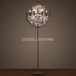 Lampy podłogowe Vintage Crystal Lampa Oświetlenie Oświetlenie LED Kula Cristal Home Home Restaurant Living and Jading Room244y